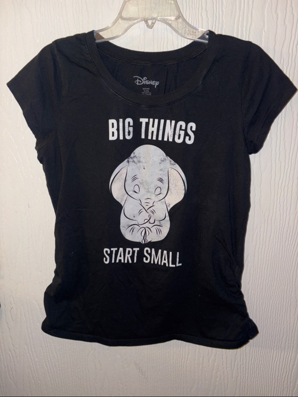 Disney XL Black Tee with Dumbo “Big Things Start Small” Graphic